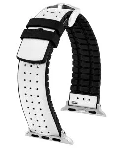HIRSCH Tiger for Apple Watch Uhrenarmband, weiß, Kalbsleder, mit Quick Release