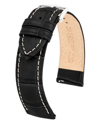 HIRSCH Duke Uhrenarmband, schwarz, Kalbsleder, mit Quick Release
