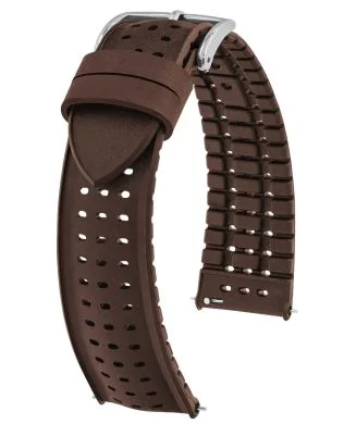 HIRSCH Nyad Uhrenarmband, dunkelbraun, Premium Kautschuk, mit Quick Release
