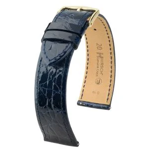 HIRSCH Genuine Croco, dunkelblau glänzend